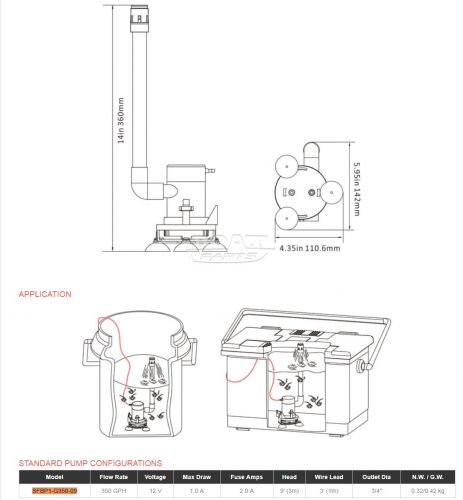 Аэратор вертикальный Seaflo 350GPH