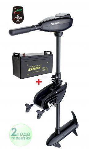 Fisher 36 электрический мотор для лодки с аккумулятором 100Ah