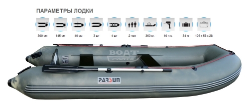 Надувная лодка Parsun 300 зеленая